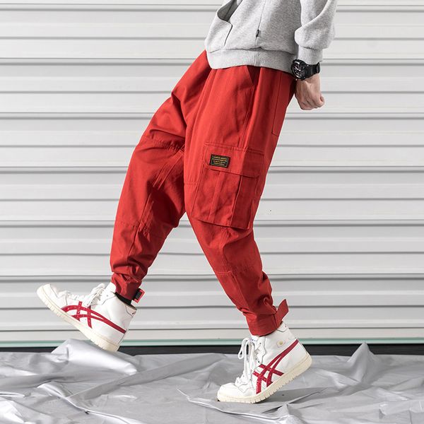 

years trend cargo pants men multi-pocket elastic waist harem pant hip hop sweatpants casual trousers joggers male, Black