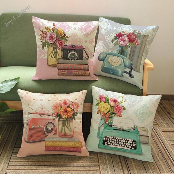 

cushion/decorative pillow old vintage electrical appliances throw case retro printer radio camera phone home sofa decoration cushion cover