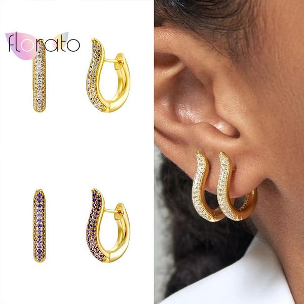 

hoop & huggie yuxintome 925 sterling silver colorful zircon circle earrings for women huggies ear buckles earring jewelry gift, Golden;silver