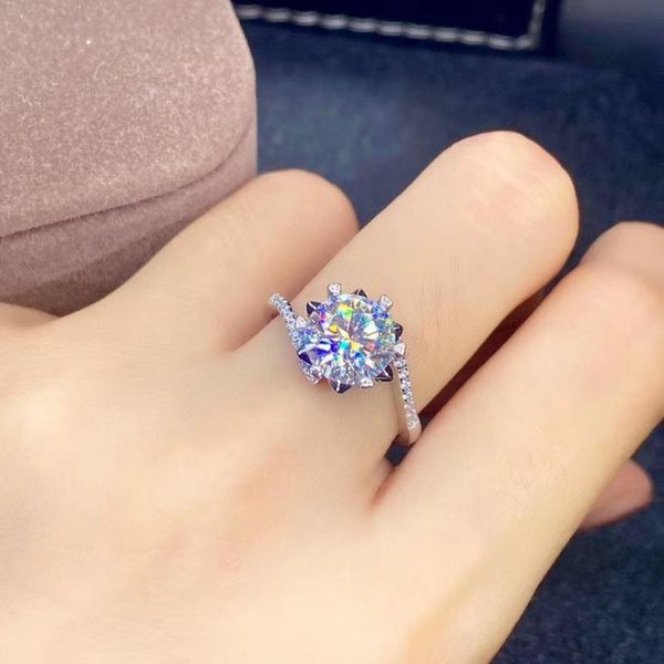 

cluster rings meibapj 2 s white moissanite diamond trend ring for women 925 sterling silver fine wedding jewelry, Golden;silver
