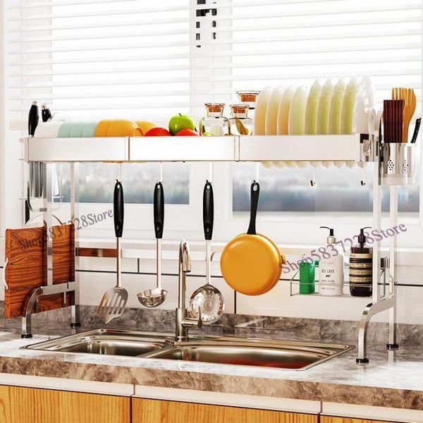 

kitchen storage & organization 304 stainless steel rack sink bowl drain dish