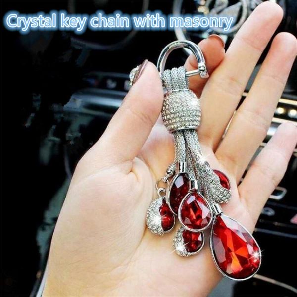 

keychains car key chain pendant jewelry alloy decoration creative crystal rhinestone tears lady gift, Silver