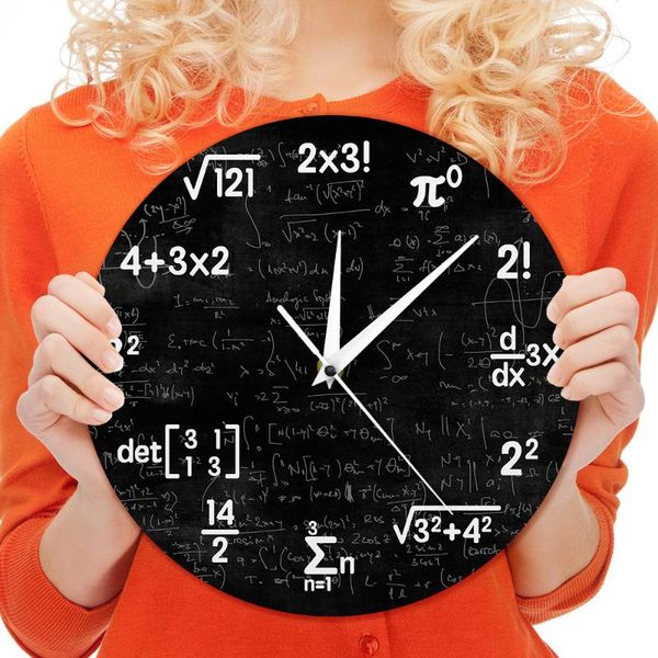 

math equations and notations mathematics chalkboard geek wall clock educational gifts for kids teachers school classroom decor clocks