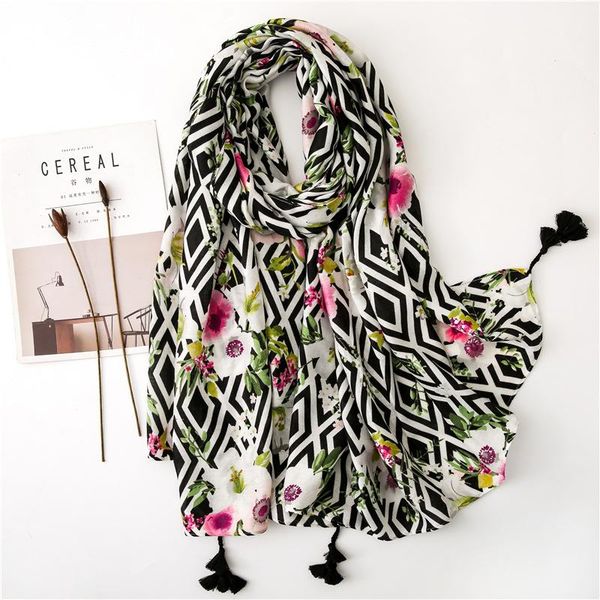 

scarves 2021 autumn and winter quality hijab scarf print blanket lady beach fashion cotton shawl women's material, Blue;gray