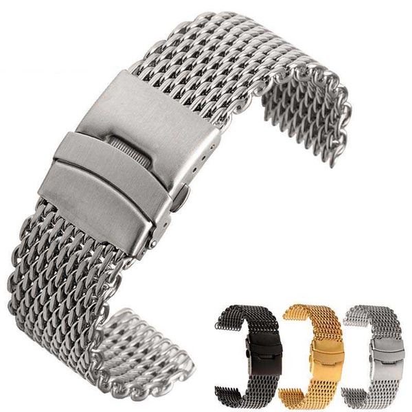 Samsung Galaxy Watch Bracciale a loop Milanese Bracciale in acciaio inox Tessitura in acciaio inox 18 20 22 22 22 24mm doppio bottone Solido cinturino cinturino H0915