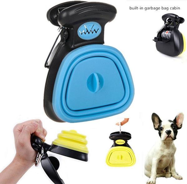 

dog travel & outdoors foldable pooper scooper clean pick up excreta cleaner pet products with waste bag dispenser for cat outdoor dropship