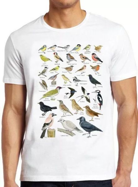 

garden birds british cool gift tee t shirt 4347, White;black