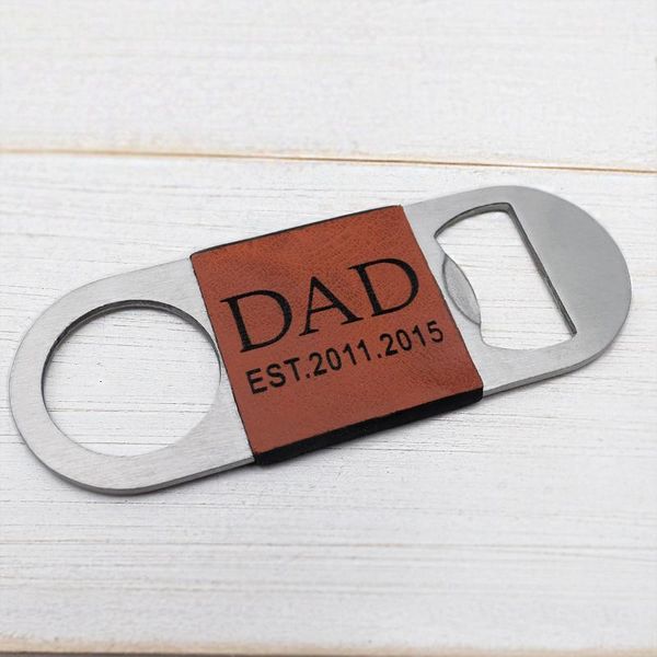 

party favor personalized engraved beer bottle opener custom name dad keepsake leather openers father's day gift for him