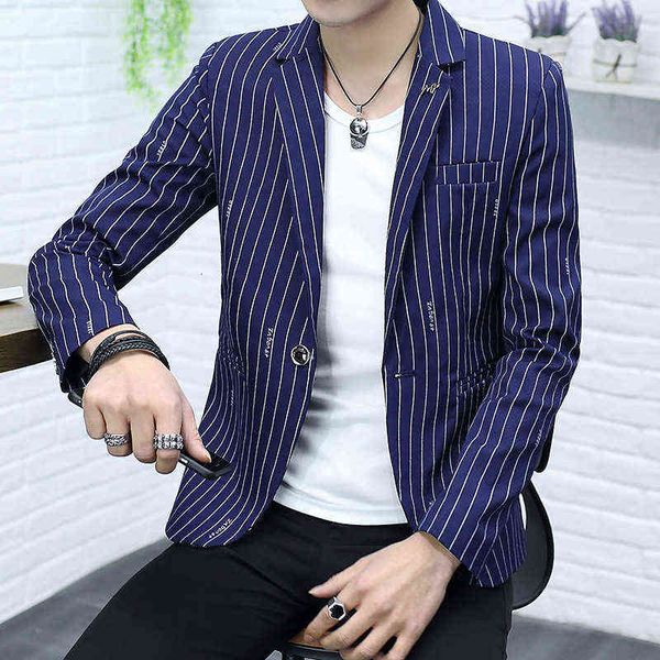 

luxury men's suits blazers 2021 long sleeve striped light single wt one button four seasons men's casual suit coat, White;black