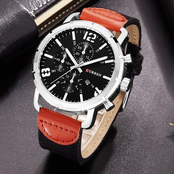 

wristwatches clearance sale curren watches men brand fashion watch quartz male relogio masculino army sports analog casual, Slivery;brown