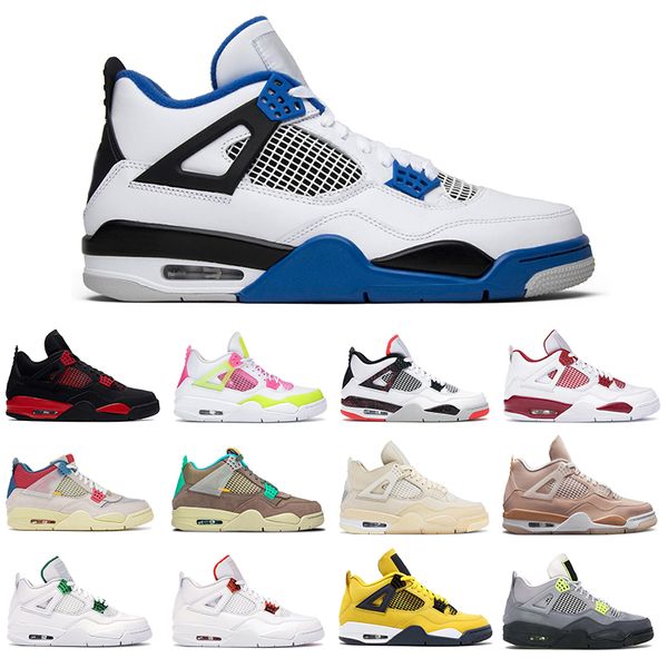 

men basketball shoes jumpman 4 4s motorsports lightning red thunder sport sneakers mens trainer size 5.5-13
