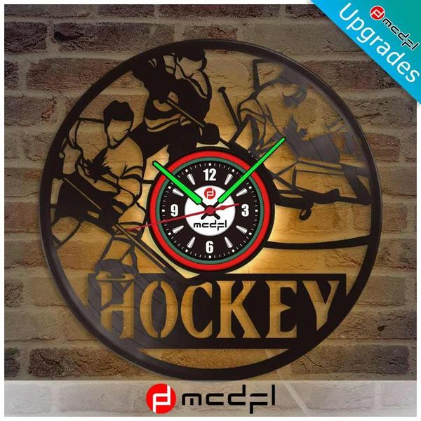 

wall clocks 12 inch record clock modern hockey design black watch home decor relogio parede for children gift