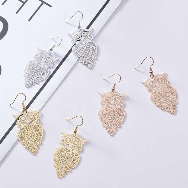 

dangle & chandelier women's animal owl charm earrings gsfe025 fashion gift national style women hollow out jewelry earring, Silver