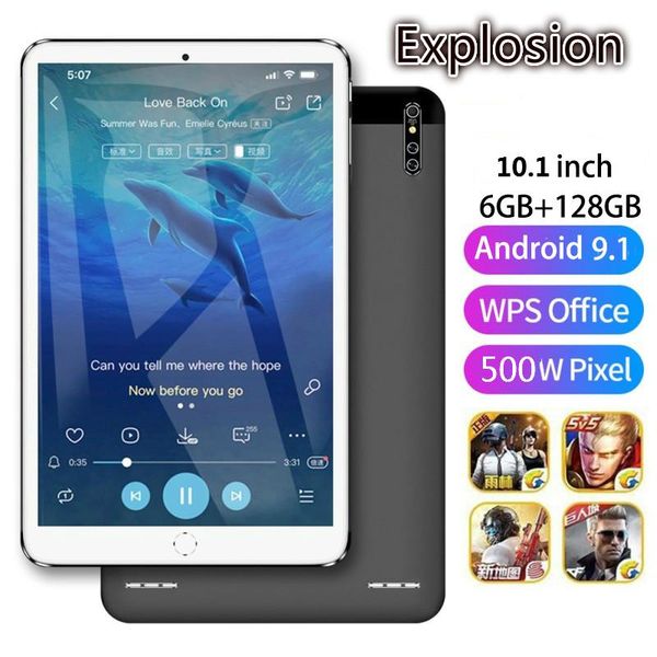 

tablet pc 2022 10.1 inch ten core wifi android 9.0 dual sim camera rear 5.0 mp ips call phone 6g+128gb