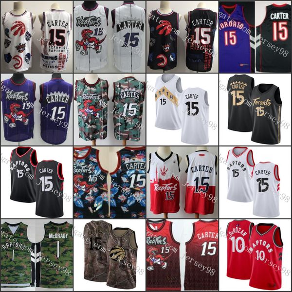 

toronto raptors men 15 vince carter retro basketball jersey, Black