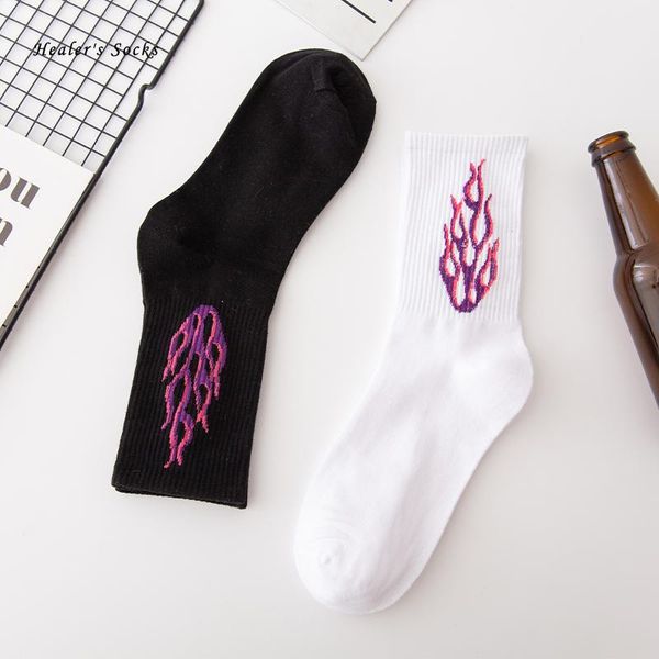 

men's socks purple flame men and women cotton harajuku black white earth fashion happy hiphop simplicity funny soft girls sockings