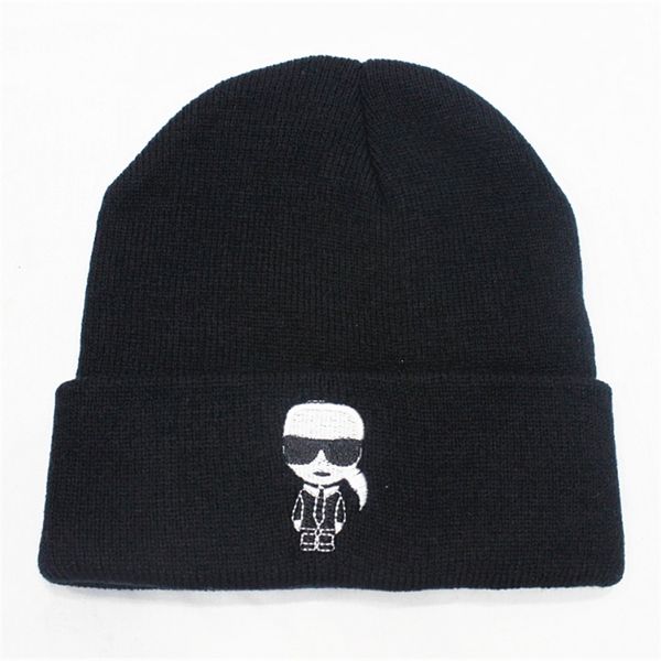 

New fashion Carl l embroidery knitted autumn winter ski Kar Pullover personalized Street wool hat beanies, Blue;gray