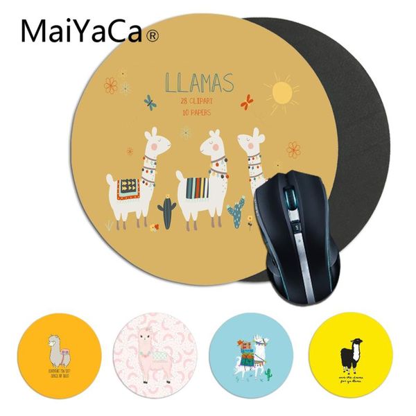 

mouse pads & wrist rests maiyaca kawaii cute llama alpaca gaming round pad computer mats rug for pc lapnotebook gamer desk