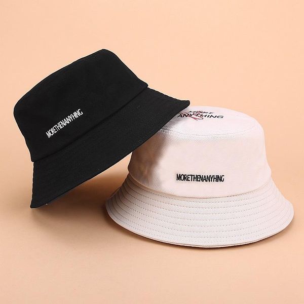 

cloches summer foldable flat bucket hat women cotton letter embroidery outdoor sunscreen fisherman's cap men basin hats c29, Blue;gray