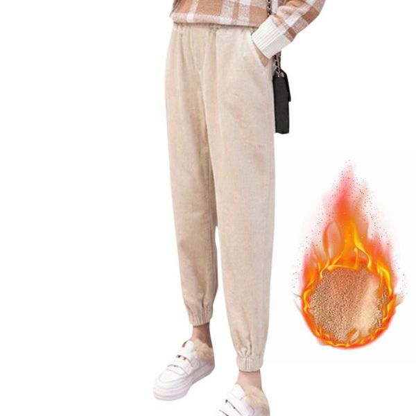 

fashion ladies winter plus velvet sweatpants loose warmth thickened lamb bloomers outer wear pant women's pants & capris, Black;white