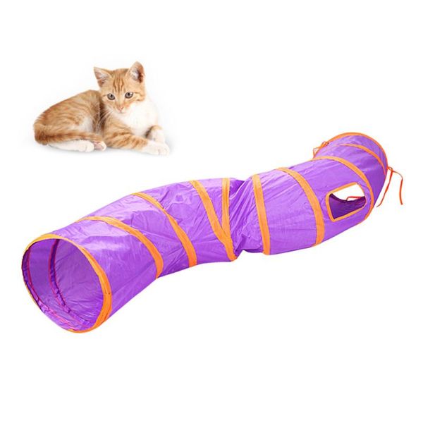 

1pc s-shape cat foldable tunnel tent pet toys polyester cats (purple)
