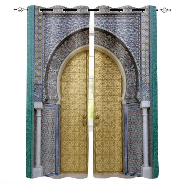 Занавес драпов золотые ворота металлические ретро стена современные шторы для гостиной украшения спальня дети