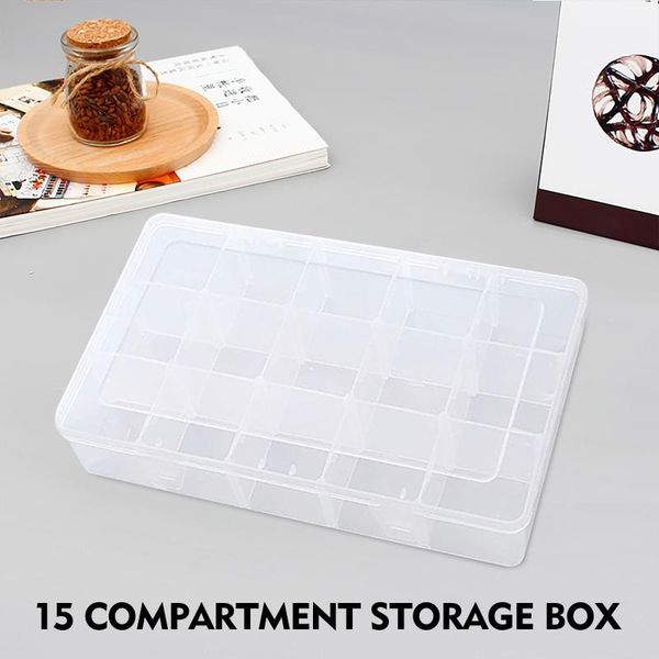 

compartment plastic detachable storage box transparent deskportable jewelry 15 spaces 30+ bags