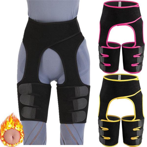 

waist support neoprene slim thigh trimmer leg shapers slimming belt trainer sweat shapewear fat burning compress, Black;gray