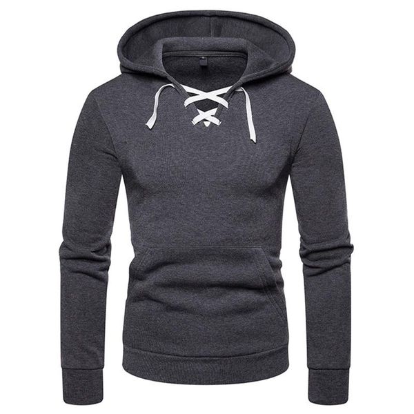 

men's hoodies & sweatshirts fashion hoody men bandage male clothing hip hop sportswear solid color long sleeve warm pullover s-2xl, Black