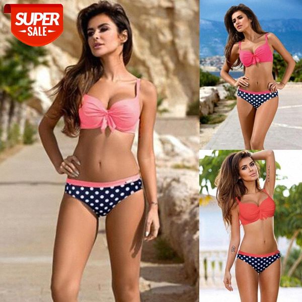 

bathing suits solid color multicolor pleated bow tie polka dot split bikini swimsuit #ea1u, White;black