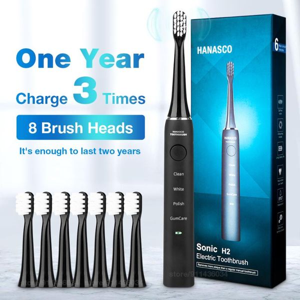 

smart electric toothbrush est sonic ultrasonic for adults usb rechargeable 8 brush heads washable whitening