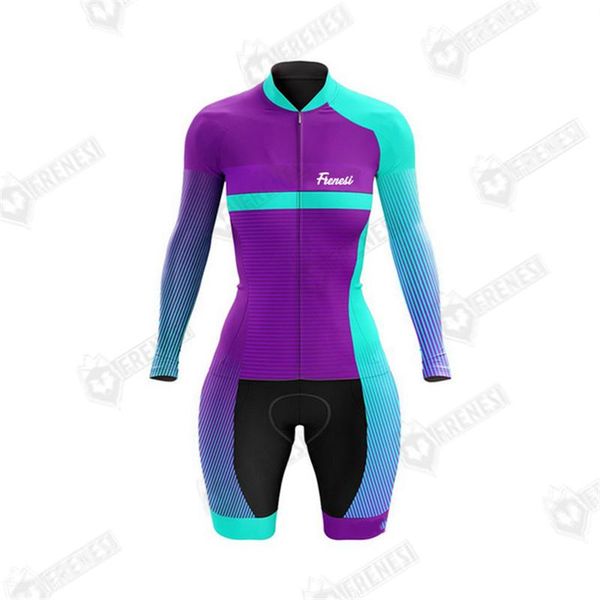 

racing sets frenesi spring long sleeves women bicycle skinsuit roupa ciclismo speedsuit gel cycling triathlon outdoor sports wear jumpsuit, Black;blue