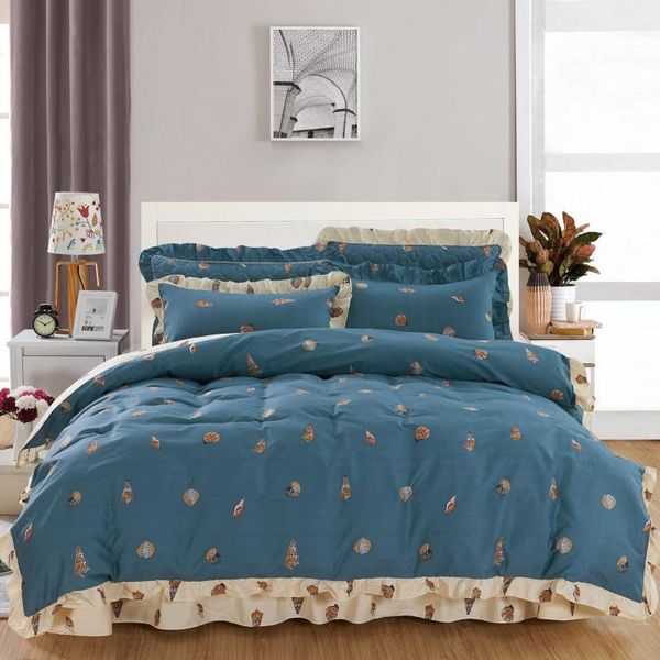 

bedding sets shell full  king cotton 4pc set quilt cover pillowcase lace flat bed sheet bedspreads home el bedclothes bedroom