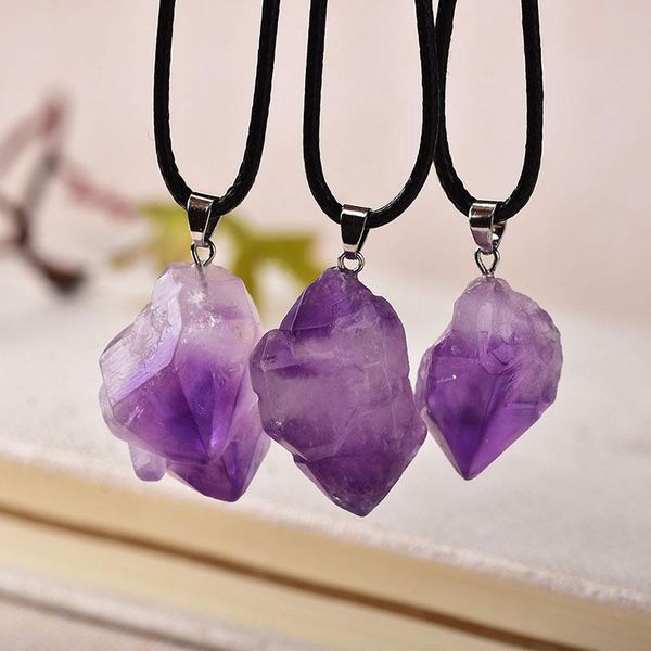 

decorative objects & figurines amethyst pendant jade natural crystal stone decoration articles neck quartz small elegant purple crafts