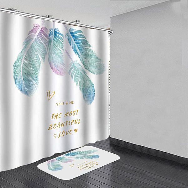 

shower curtains quality bathroom curtain polyester bath multi-size colorful feather pattern 3d printed home decor