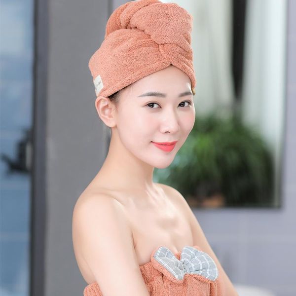 

towel 4 colors quick drying bamboo fiber hair women bathing microfiber turban cap head wrap towels bathroom accessories 1pc