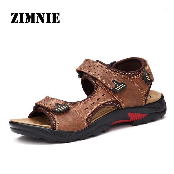 

sandals zimnie breathable summer soft comfortable men shoes cow leather footwear handmade hight quality sandal size 38~481, Black