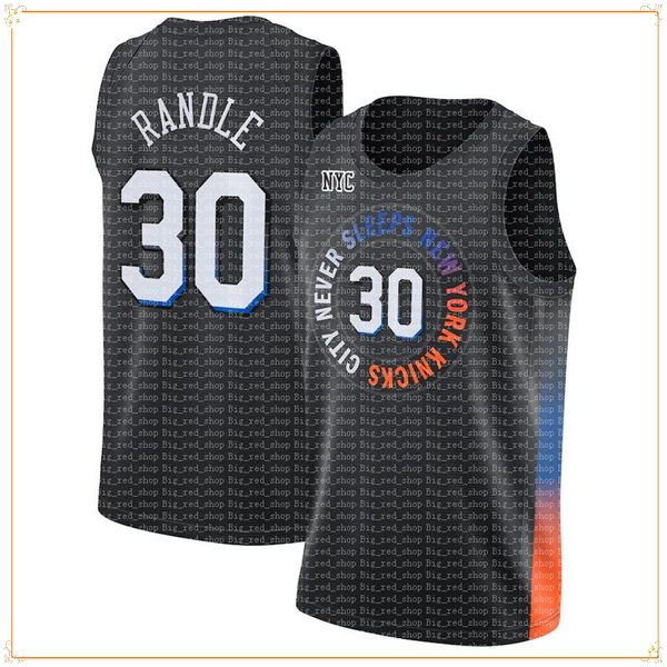 

julius 30 randle jersey new 2022 york rj 9 barrett derrick 4 rose basketball jerseys men's, Black;red
