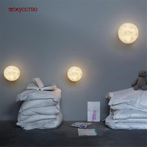 

wall lamp nordic children resin fiber moon ball led for hallway bedroom creative art deco stairs sconce light fixture