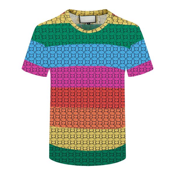 

leisure rainbow designer tees men double letter t shirts boy cotton loose comfortable breathable streetwear, White;black