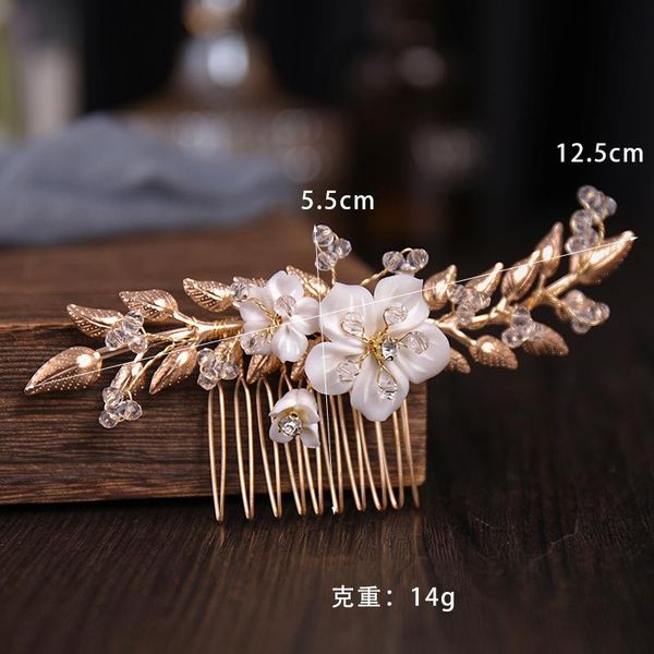 

hair clips & barrettes classic flower rhinestone bridal combs gold leaf hairwear headdress bride cowns wedding accessories, Golden;silver
