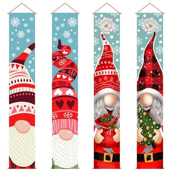 

party decoration christmas curtain creative cartoon faceless old man couplet santa claus hanging flag happy year