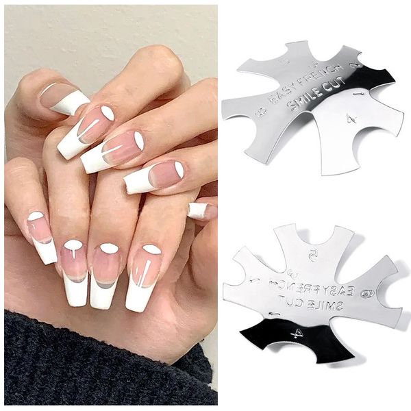 Hot Beauty Metal Nail Templates Edge Professional 1-8 Taglie U Shape Cut Trimmer French False Nails Manicure Tool Tips