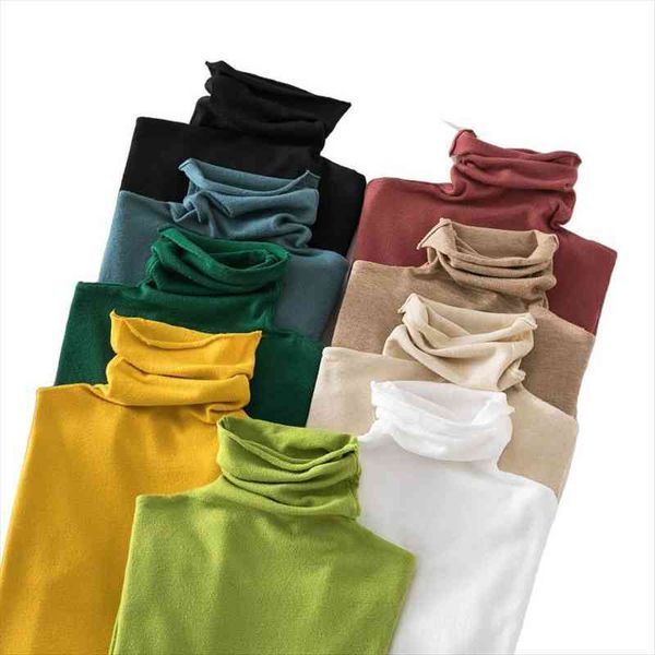 

vk ins fashion spring autumn women ladies folds turtleneck pull soft sweaters femme jumper pullover warm clothes jersey, White;black