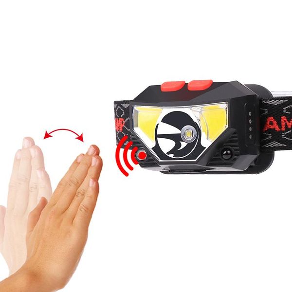 

built-in battery xpg+cob red and white light with power display charging induction strong wear headlamp working lamp headlamps