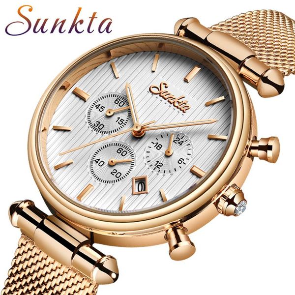 

relogio feminino sunkta 2021 luxury women watches female clock quartz wristwatch fashion ladies watch wristwatches, Slivery;brown