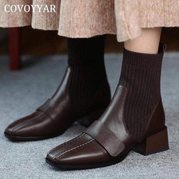

autumn winter shoes women 2021 fashion knitted retro mid-calf sock boots office dress slip on lady wbs4064, Black