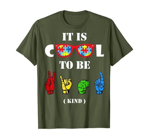 

it is cool to be kind sign language autism awareness tshirt, White;black