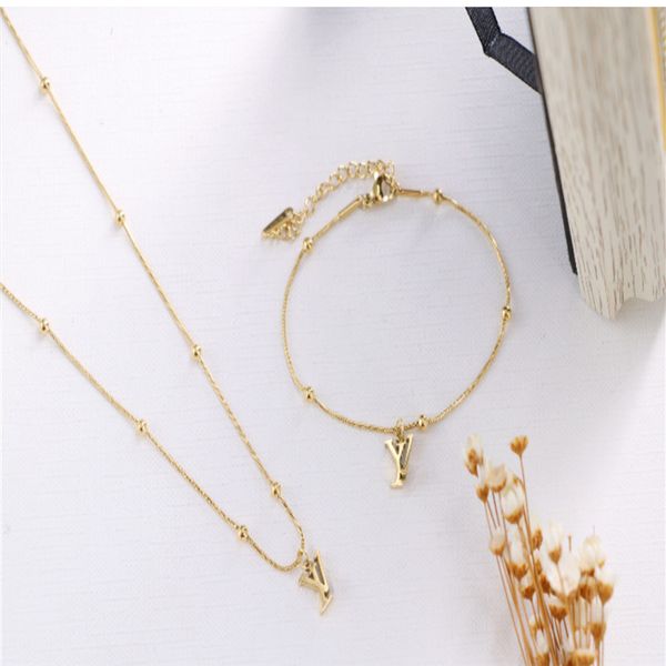

2021 fashion letter matching necklace bracelet high-grade simple wind exquisite accessories, Black