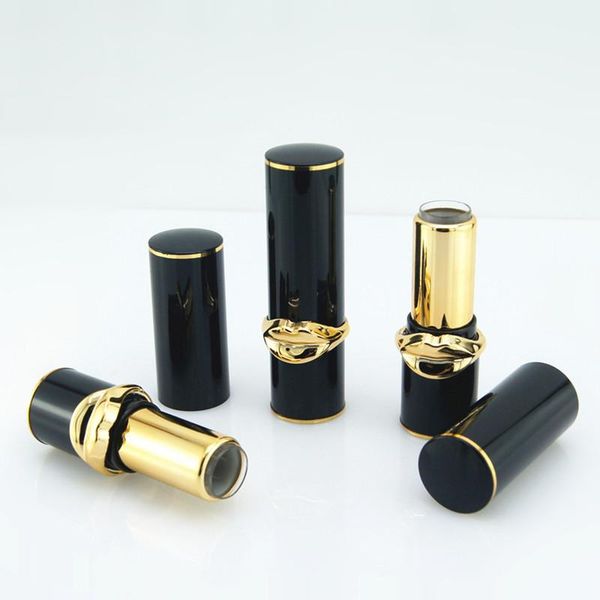 

storage bottles & jars 12.1mm empty lip stick tubes black gold lipstick tube packaging round plastic lipbalm container for cosmetics beauty